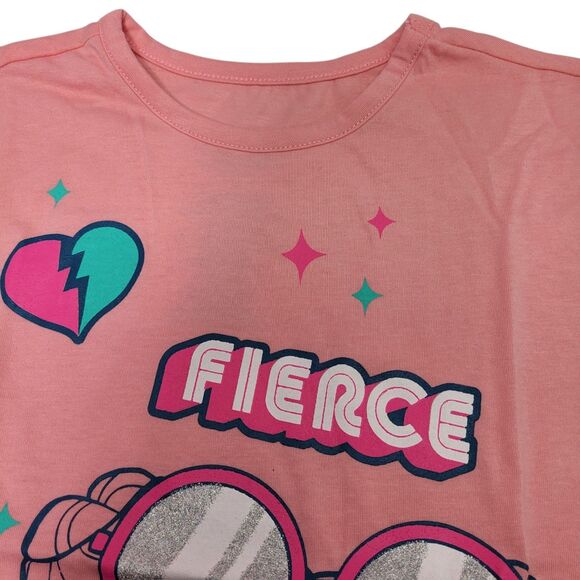 L.O.L. Surprise! Girls Short-Sleeve T-Shirts Crew Neck Pink Fierce Top Size 4 - Picture 4 of 7
